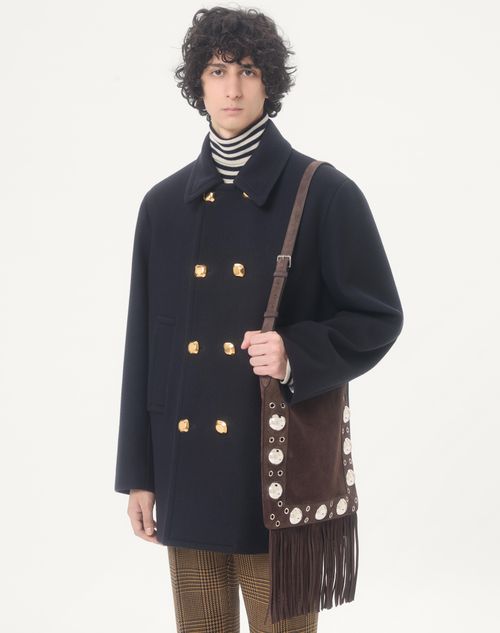 Valentino - Valentino Double-breasted Wool Felt Coat - Marine - Man - Outerwear