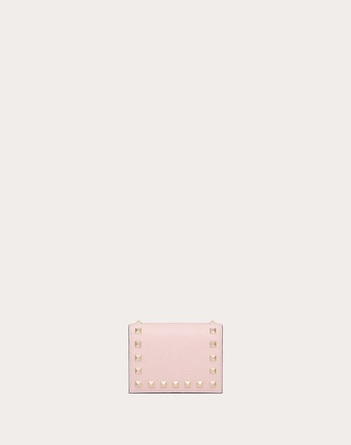 Valentino Garavani - Small Rockstud Grainy Calfskin Wallet - Rose Quartz - Woman - Wallets And Small Leather Goods