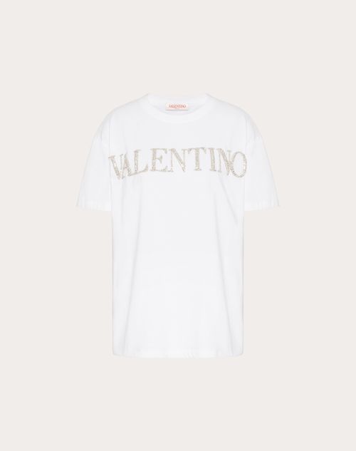 Valentino - Embroidered Jersey T-shirt - White - Woman - Tshirts And Sweatshirts