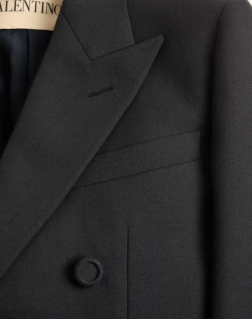 Valentino - Valentino Zweireihiges Jackett Aus Wollgabardine - Schwarz - Mann - Mäntels Und Blazers