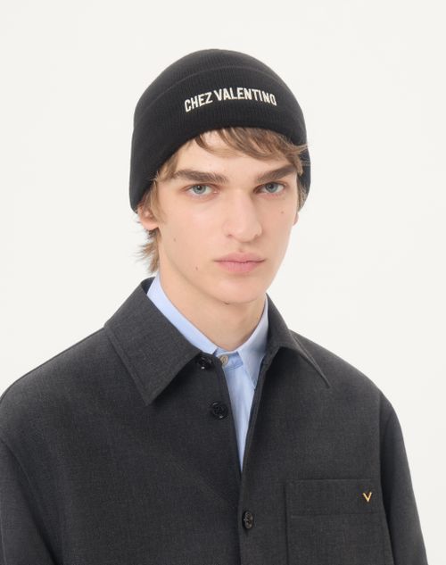 Valentino Garavani - Chez Valentino Knitted Wool Beanie - Black - Man - Hats And Gloves