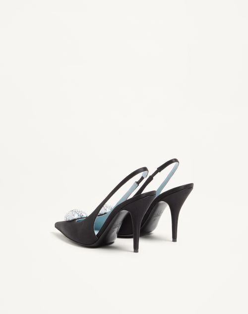 Valentino Garavani - Coeur Royal Satin Slingback Pump 100mm - Black/crystal - Woman - Pumps And Slingbacks