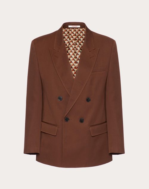 Valentino - Double-breasted Wool Jacket - Brown - Man - Coats And Blazers