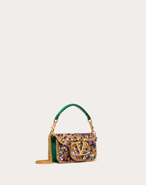 Valentino Garavani - Small Locò Shoulder Bag With 3d Embroidery - Gold/multicolour - Woman - Shoulder Bags