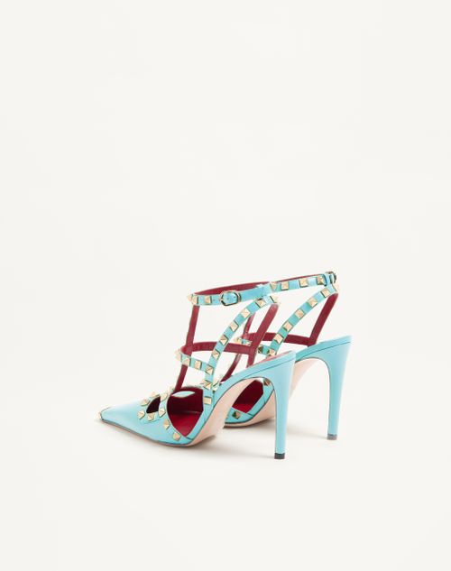 Valentino Garavani - Rockstud Kidskin Pumps 100mm - Azure - Woman - Pumps And Slingbacks