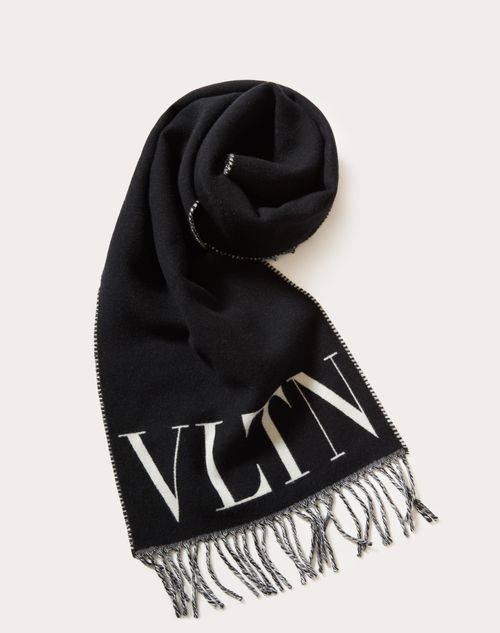 Valentino Garavani - Vltn Wool And Cashmere Scarf - Black/white - Man - Scarves