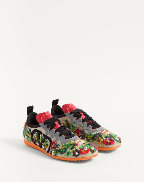 Valentino Garavani - Chromathon Canvas Sneaker With Floral Embroidery - Multicolor - Woman - Sneakers