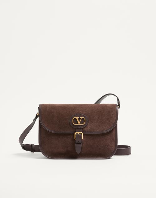 Valentino Garavani - Valentino Garavani Antibes Suede Shoulder Bag - Testa Di Moro - Man - Shoulder Bags