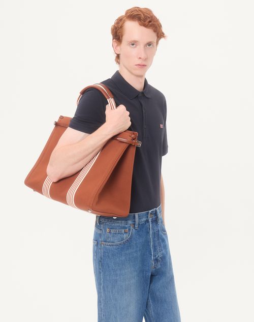 Valentino - Valentino Cotton Piqué Polo Shirt With Vlogo Signature Patch - Navy - Man - T-shirts And Sweatshirts