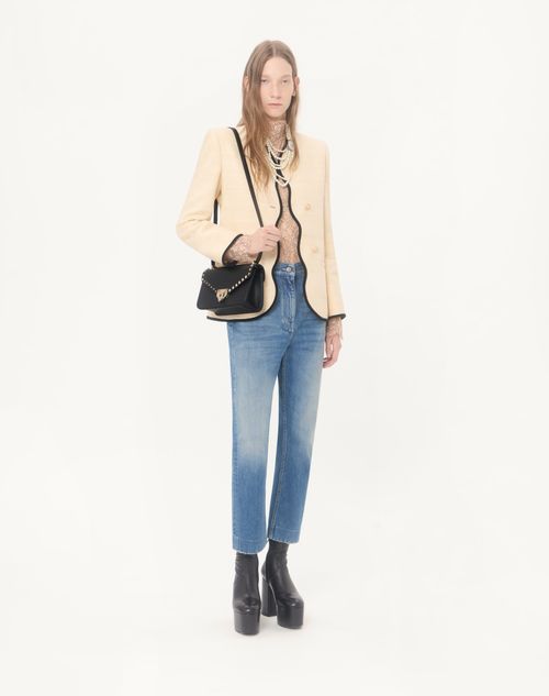 Valentino Garavani - Valentino Garavani Rockstud Small Shoulder Bag In Grainy Calfskin - Black - Woman - Bags