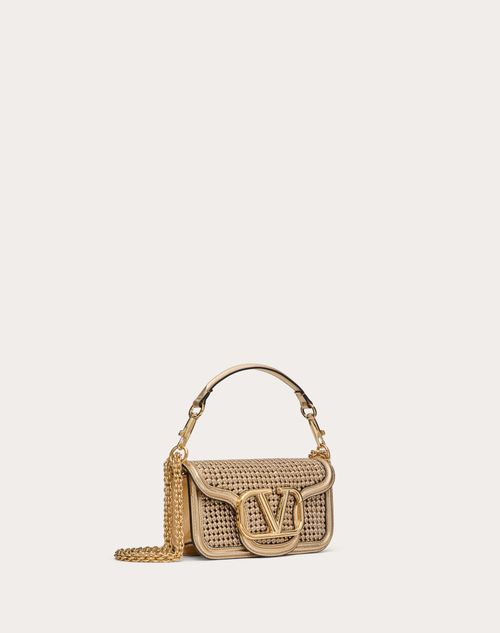 Valentino Garavani Loco Small Shoulder Bag In Metallic Woven Leather for Woman in Gold Valentino CA