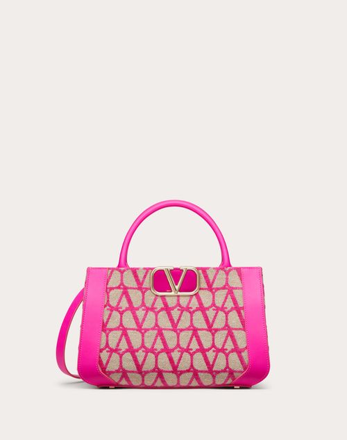Valentino Garavani - Small Vlogo Signature Toile Iconographe Handbag - Beige/pink Pp - Woman - Totes