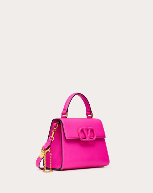 Valentino Garavani - Small Vsling Grainy Calfskin Handbag - Pink Pp - Woman - Top Handle Bags