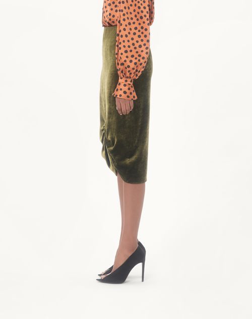 Valentino - Velvet Skirt - Military Green - Woman - Skirts