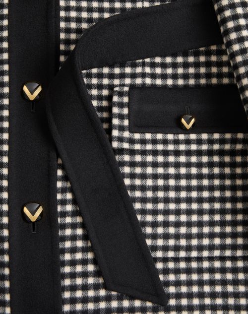 Valentino - Micro Vichy Coat - Ivory/black - Woman - Coats And Outerwear