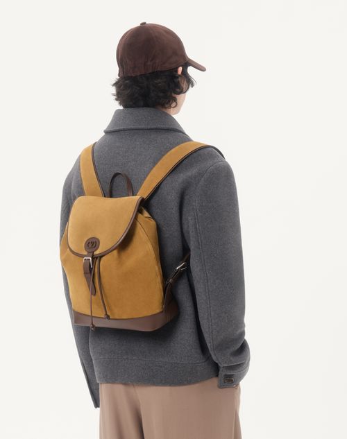 Valentino Garavani - ヴァレンティノ ガラヴァーニ アンティーブ スエード バックパック - ハバナ/ベージュ - メンズ - バックパック