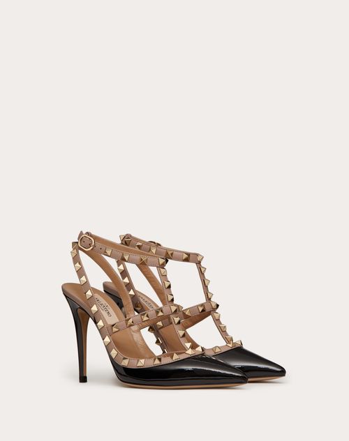 Valentino Garavani - Salones Rockstud De Charol Con Tiras Y Tacón De 100 Mm - Poudre - Mujer - Salones