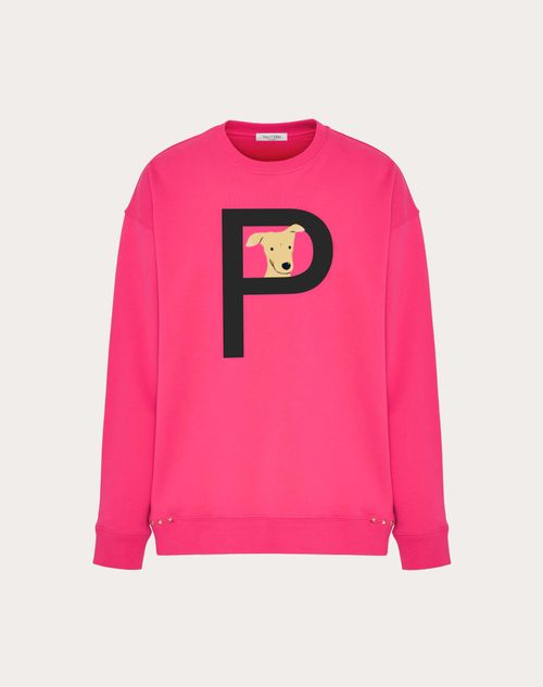 Valentino - Sweat-shirt À Col Rond Valentino Rockstud Pet Unisexe Et Personnalisable - Pink/black - Homme - Rockstud Pet - Prêt À Porter