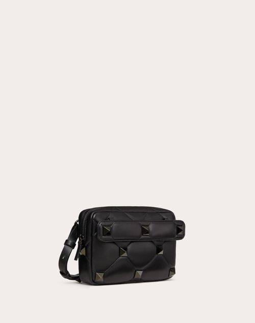 Roman Stud Small Leather Shoulder Bag in Black - Valentino