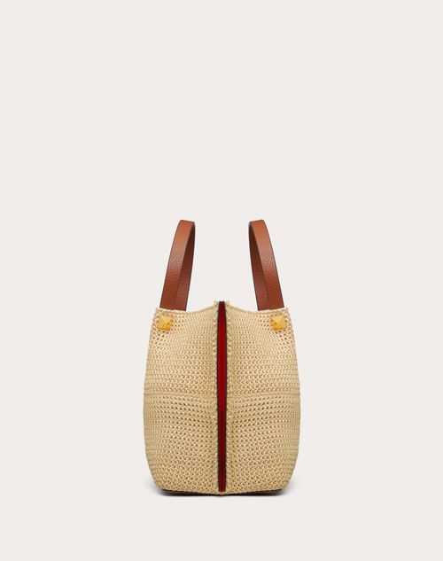 Valentino Garavani - Medium Straw Summer Tote  - Saddle Brown/natural/rouge Pur - Woman - Totes