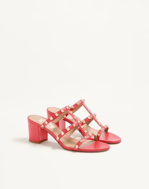 Valentino Garavani - Rockstud Calfskin Leather Slide Sandal 60 Mm - Orange - Woman - Sandals