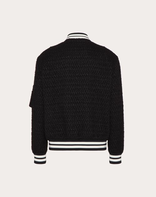 Valentino - Lurex Wool Tweed Bomber Jacket With Vlogo Signature Patch - Black - Man - Man Ready To Wear Sale