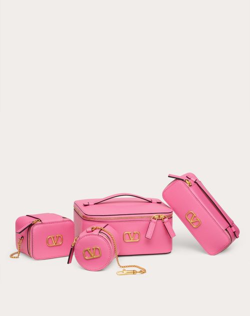 Valentino Garavani - Vlogo Signature Wash Bag In Grainy Calfskin Leather - Pink - Woman - Wallets And Small Leather Goods
