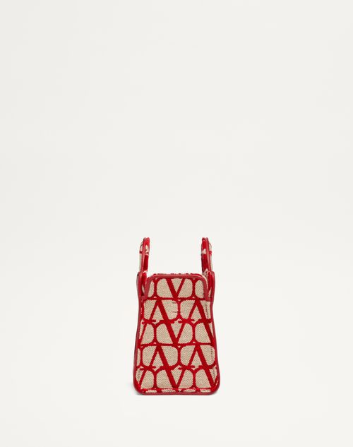 ル トロワジエーム トワル イコノグラフ ミニ ショッピングバッグ for ウィメンズ インチ ベージュ/レッド | Valentino JP