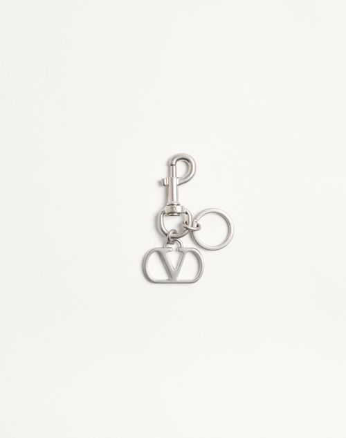 Valentino Garavani - Valentino Garavani Vlogo Signature Metal Bag Charm With Key Ring - Palladium - Man - Shelf - W Acc - Keyrings And Bag Charms
