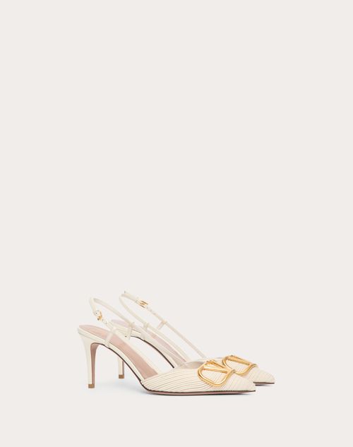 Valentino Garavani - Vlogo Signature Slingback Pumps In Nappa 40mm - Ivory - Woman - Pumps