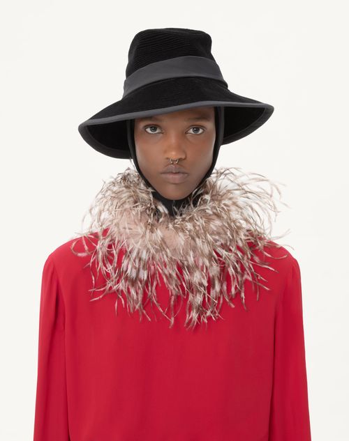 Valentino - Georgette Top With Feathers - Paris/brown - Woman - Shirts And Tops