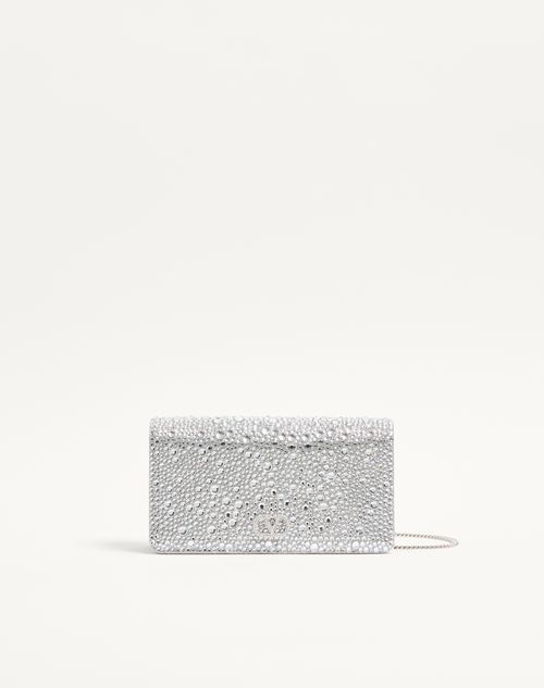 Valentino Garavani - Vlogo Signature Mini Shoulder Bag With Sparkling Embroidery - Crystal - Woman - Wallets & Cardcases - Accessories