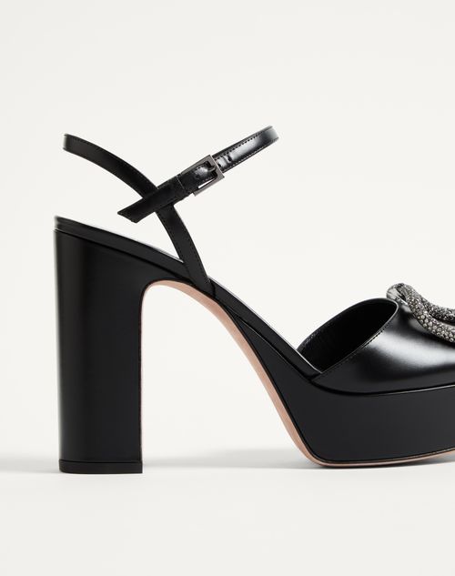 Valentino Garavani - Sandal With Vlogo Signature Platform In Calfskin 115mm - Black - Woman - Sandals