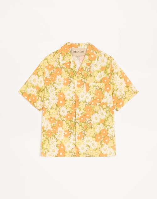 Valentino - Valentino Cotton Bowling Shirt With Papier Floral Print - Multicolor - Man - Shirts