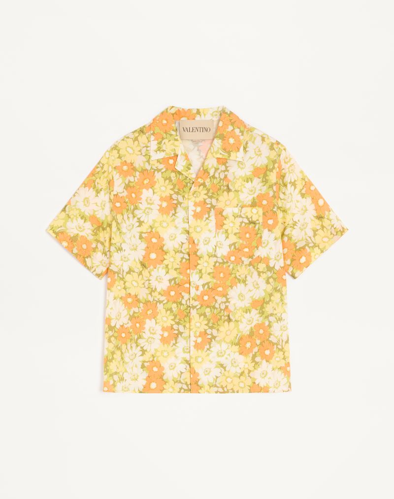 Chemise Bowling Coton Papier Floral Multicolore — Valentino