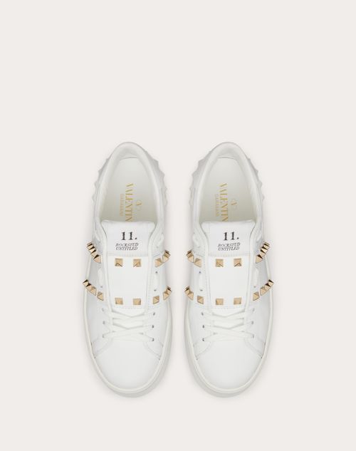 Valentino Garavani Rockstud Untitled Leather Sneakers in White