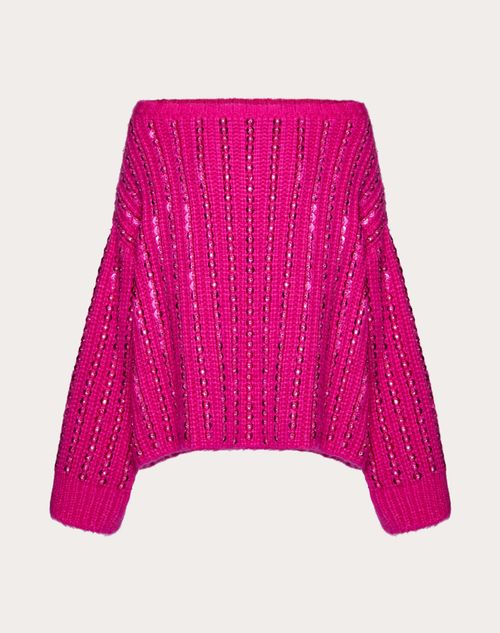 Valentino - Maglione In Mohair Wool Ricamato - Pink Pp - Donna - Maglieria