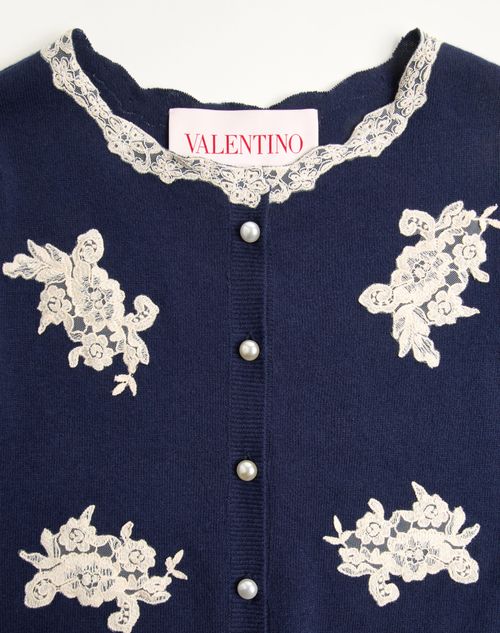 Embroidered Cardigan With Lace Inserts for Woman in Rose Embroidered Cardigan With Lace Inserts for Woman in Rose