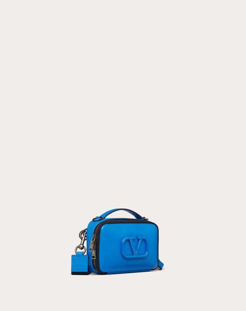 Valentino Garavani - Lacquered Vlogo Signature Leather Crossbody Bag - Blue - Man - Man Bags & Accessories Sale