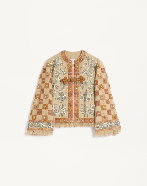 Valentino - CHAQUETA DE LINO BORDADA - Multicolor - Mujer - Abrigos Y Chaquetas