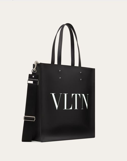 Valentino Garavani - Vltn Leather Tote Bag - Black/white - Man - Bags