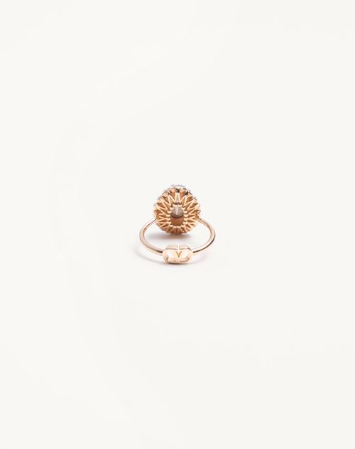 Valentino Garavani - Valentino Vlogo Signature Rhinestone Ring In Metal, Enamel And Swarovski® Crystals - Gold/multicolour - Woman - Jewellery