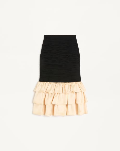 Valentino - Midi Skirt In Light Georgette - Black/birch - Woman - Skirts