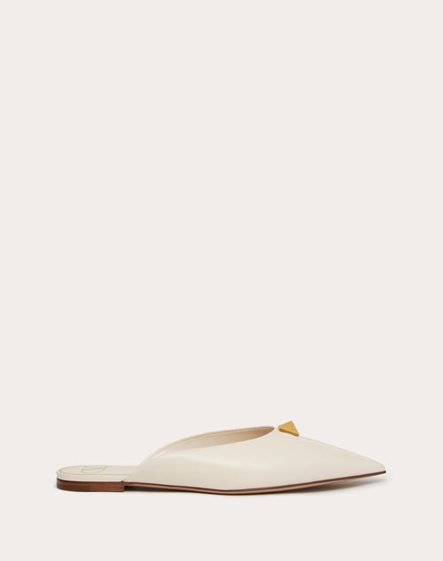 Valentino Garavani - Roman Stud Flat Mule In Calfskin - Light Ivory - Woman - Woman View All