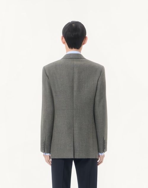 Valentino - Valentino Double-breasted Jacket In Mouliné Wool - Dark Green - Man - Coats And Blazers