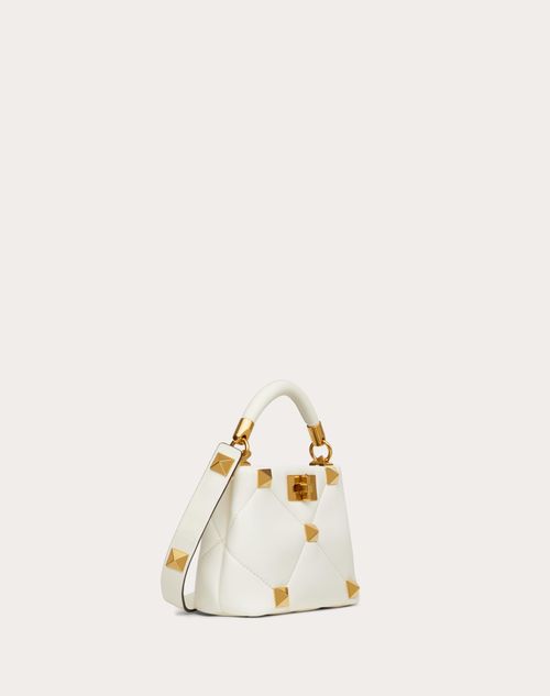 Valentino Garavani - Mini Roman Stud The Handle Bag In Nappa - Ivory - Woman - Top Handle Bags