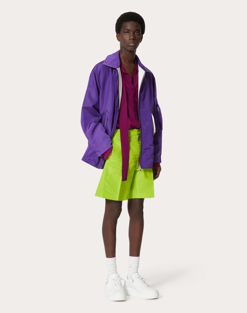 Valentino - Silk Faille Bermuda Shorts - Bright Lime - Man - Pants And Shorts