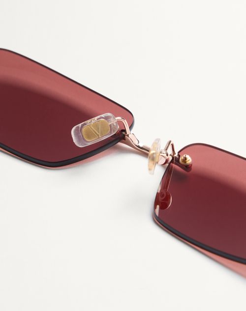 Valentino - Rectangular Metal Eyewear - Gold/brown - Unisex - Eyewear