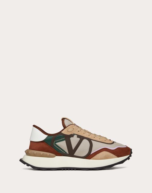 Valentino Garavani - Netrunner Fabric And Suede Sneaker - Chocolate Brown/camel - Man - Lace E Net Runner - M Shoes