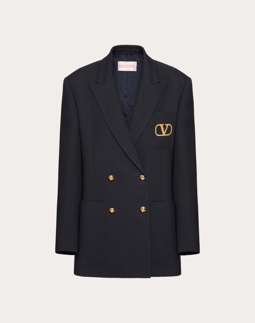 Valentino - Veste En Formal Natte' - Bleu Marine - Femme - Vestes Et Manteaux